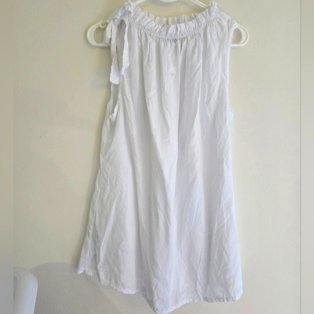 Piaza Italia Bow Tie Crunch Neck‎ White Sleeveless Top